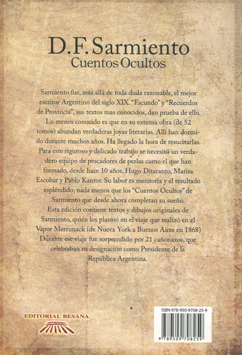 Cuentos Ocultos D. F. Sarmiento, De Hugo Ditaranto. Editorial Besana, Tapa Blanda En Español, 2011