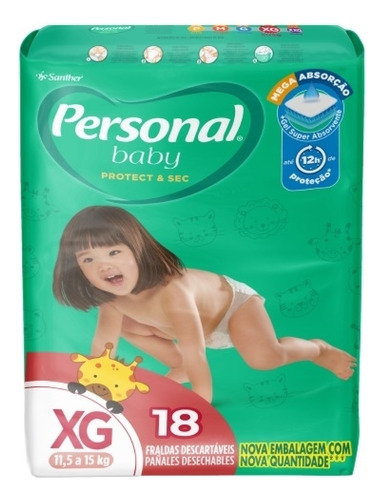 Fraldas Personal Baby Protect Sec Xg 18 Fraldas Xg