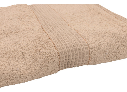 Juego 3 Toalla De Baño Grande Cuerpo Completo Algodón Suave Color Beige Oscuro Cuadros