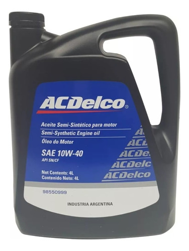 Aceite para motor ACDelco semi-sintético 10W40 para autos, pickups & suv de 1 unidad x 4L