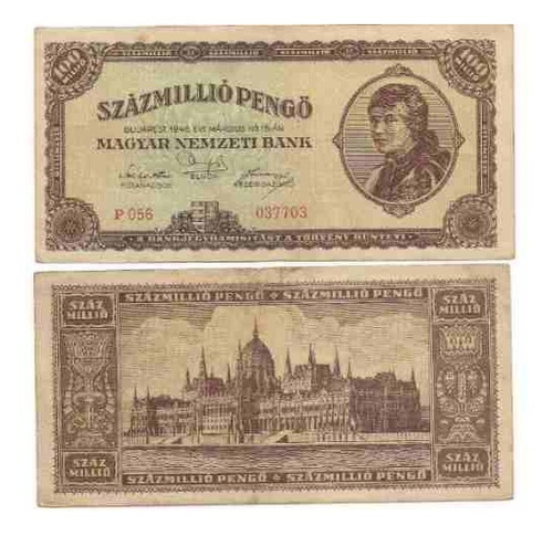 Billete De Hungria Año 1946 100.000.000 Pengo Muy Bueno-