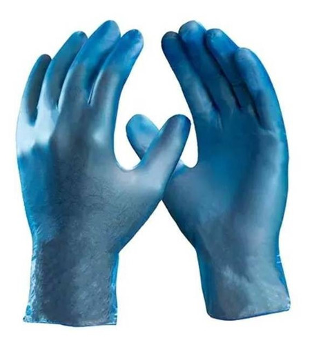 Luvas descartáveis Danny Maxvinil cor azul tamanho  M de vinil com pó x 100 unidades 