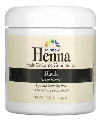 Henna Rainbow, Color Negro, Tinte 100% Natural Para Cabellos