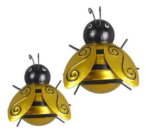 2 Piezas Honey Bee Metal Craft Escultura Colgante Arte De La