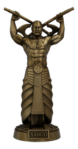 Estátua Xangô Imagem Umbanda Candomblé Orixá Cor Cor Ouro Velho