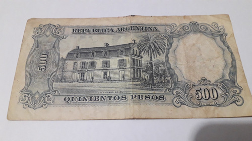 Billete Arg 500 Pesos Moneda Nacional, Resellado 5 P Cat 065 (Usado)