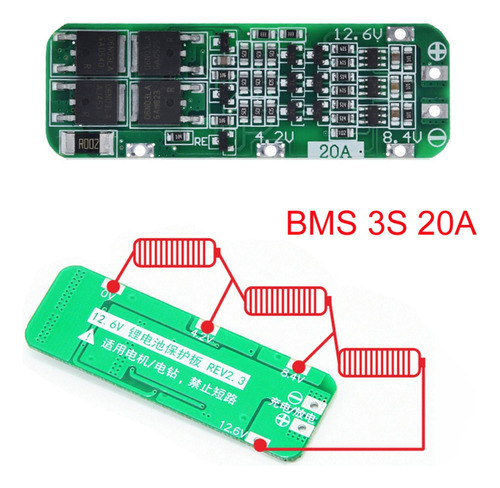 Modulo Carga Bms 3s 18650 12,6v Proteccion 20a