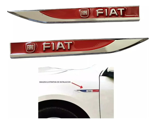 Emblemas Espadines Rojos Adheribles Fiat 500 2014