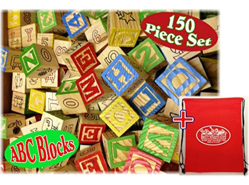 Matty's Toy Stop 150 Piezas Abc Stack N ' Build Wood Alphabe