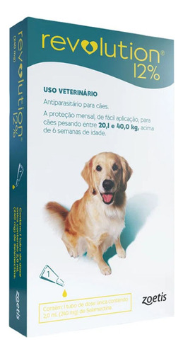 Antipulgas Revolution 12% 2 Ml Para Cães 20kg A 40 Kg Zoetis