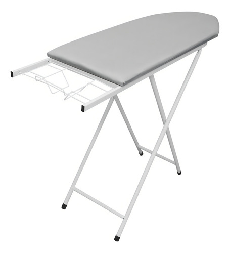 Tábua De Passar Roupa Carla Tampo Madeira 100cm Branca Mesa De Passar Resistente Reforçada Com Tecido Termico E Porta Ferro, Regulagem De Altura, Passadeira, Prancha