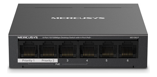 Switch 6 Puertos Mercusys Ms106lp 10/100mbps 4 Poe+