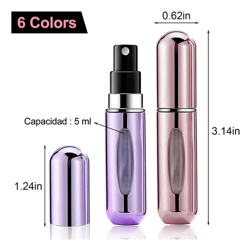 12 Mini Atomizador Recargable Perfume Capsular Frasco Viajar