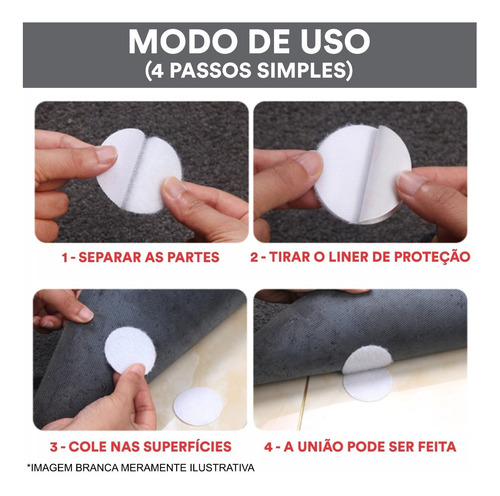 Imagem 6 de 9 de Velcro Adesivo 60mm Preto Com Adesivo Antiderrapante Tapete