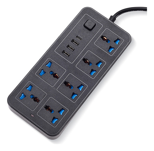 Regleta Cargador Multicontactos Con 6 Salidas 3 Usb 1 Tipo C