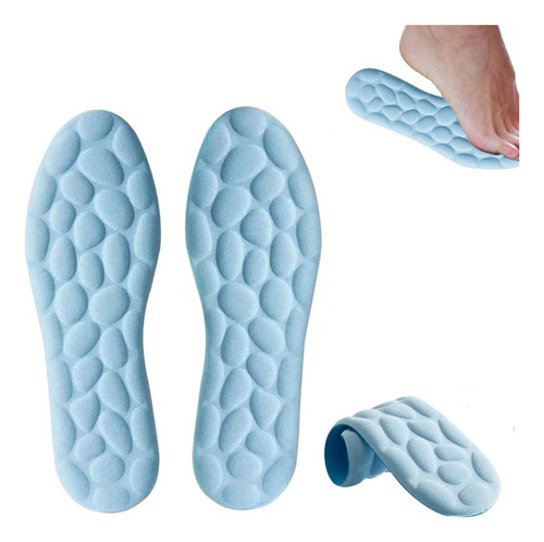 2 Pares Plantillas Masajes 4d Suaves Espuma Viscoelástica Color Celeste Tamaño De La Plantilla 41/42
