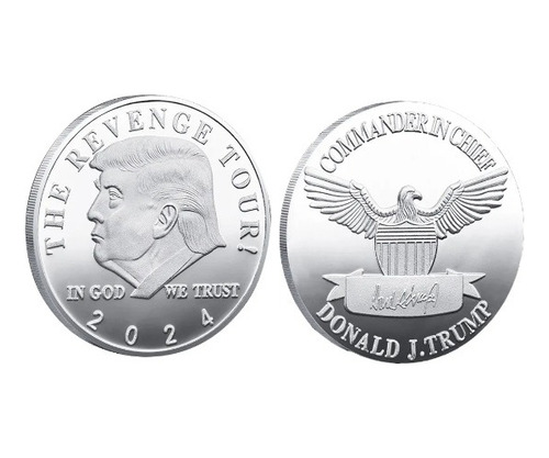 Moneda Conmemorativa Colección Donald Trump Bañada En Plata