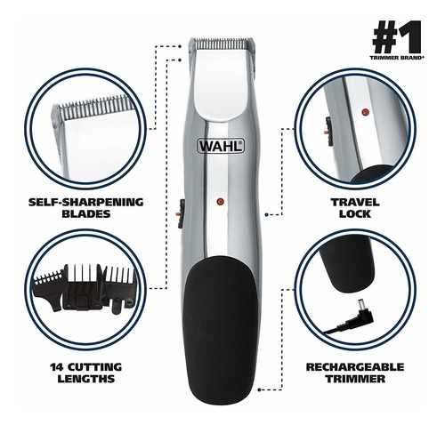 Wahl Trimmer Barba Y Bigote, Inalámbrico Recargable Facial P