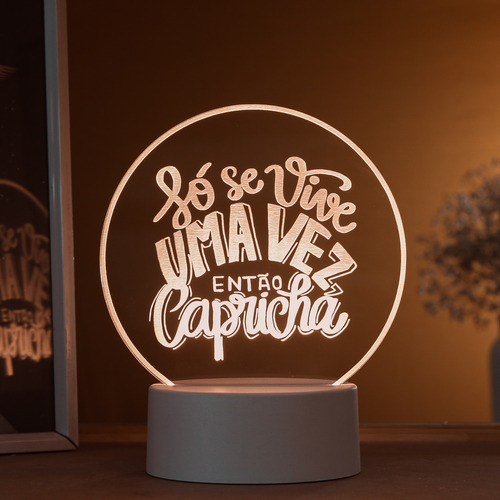 Luminária Led 3d Só Se Vive Uma Vez - Abajur De Mesa
