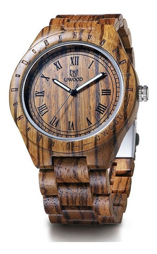 Uwood Amarillo Cebra Zebra Madera Reloj Para Hombres Moda Ho