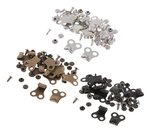 2 X 20 Unidades De Fijar Remache De Ropa Broche De Negro
