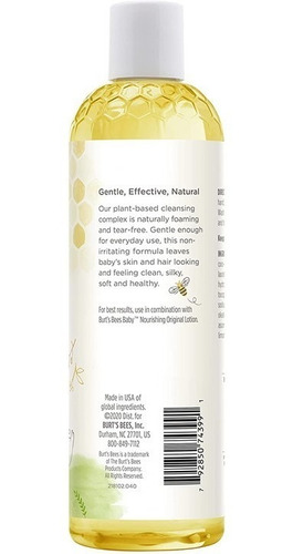 Imagen 3 de 8 de Shampoo & Jabon Ducha Bebe Burt's Bees Dermatologico 354ml