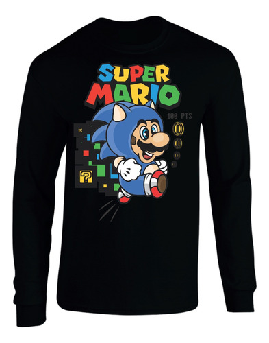 Camiseta Manga Larga Super Mario Bros Sonic Camibuso Sueter 