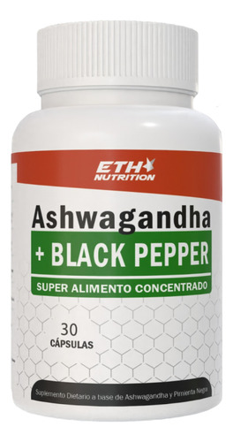 Pack X3 Ashwagandha + Black Pepper Cápsulas Reduce Cortisol Sin Sabor