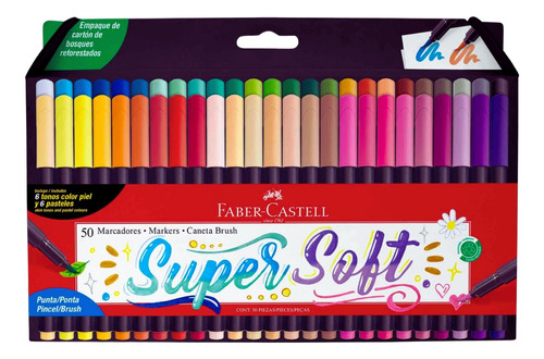 Set 50 Marcadores Super Soft Faber Castell Punta Pincel