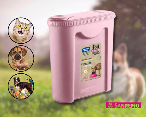 Porta Ração Pote Com Tampa Pet Gato Cachorro Dispenser