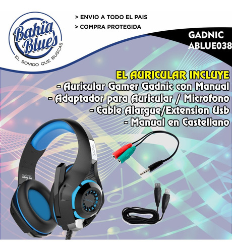 Auricular Gamer Gadnic A500 Ps4 Xbox Microfono Gaming Cuota