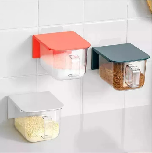 Contenedor Hermetico Cocina Para Pared Mesada + Cuchara X3 Surtidos