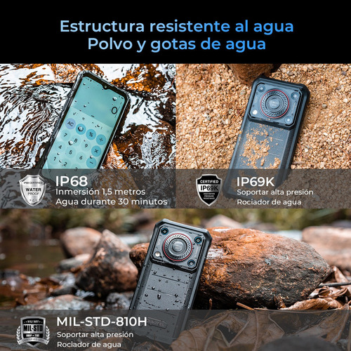 Oukitel Oukitel Telefonos Celulares Wp36 Dual Sim 16gb+128gb/1tb Rom 10600 Mah 128db Loudspeaker 6.52in Hd+ Smartphone Nfc/nfc/gps/face Id Negro