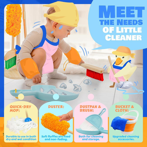 9 Piezas De Juguetes De Limpieza De Madera For Niños