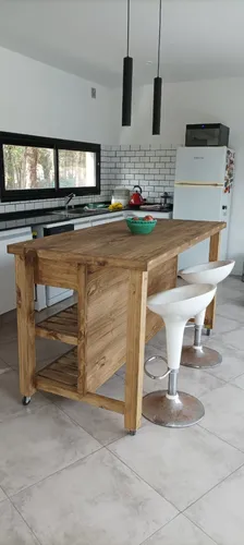 Isla Mesa Madera Desayunador Cocina Quincho Parrilla 150*70