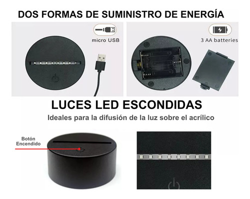 Lampara Noche Buro Led Acrilico Pintura Diamantes Unicornio