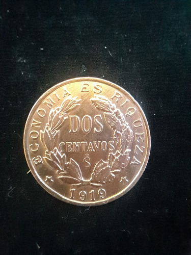 Moneda De Chile Dos Centavos 1919 Cobre Muy Escasa