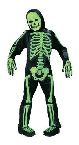 Niños Scary Green Bones Skeleton Boy Halloween Costume Medi
