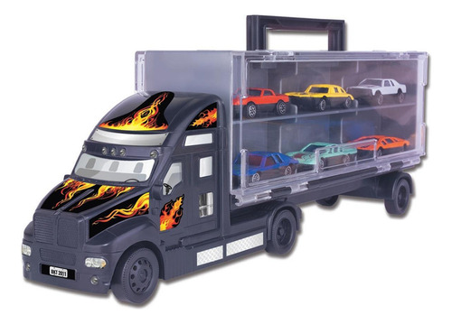 Mini Carreta Com 6 Carrinhos Caminhão Braskit Preto