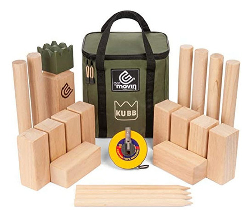 Imagen 1 de 5 de Getmovin Sports Kubb Juego De Madera De Caucho Premium, Ajed