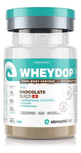 Wheydop Whey Protein 3w Chocolate Suíço Elemento Puro 900g