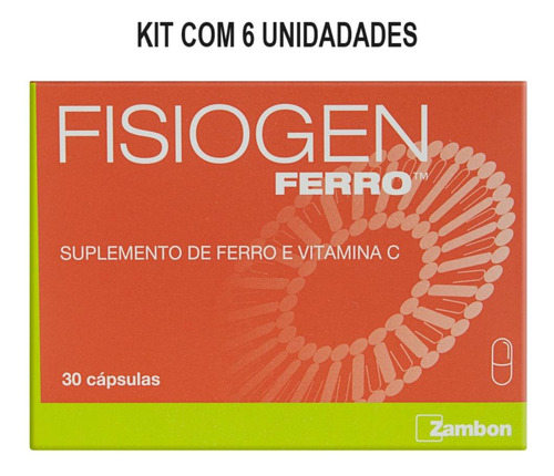 Kit Fisiogen Ferro Com 6 Unidades De 30 Cápsulas Cada