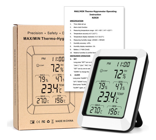 06 Medidor De Humedad Y Temperatura Neto Con Pantalla Lcd