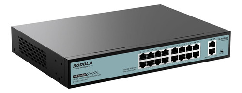 Sodola Conmutador Poe Gigabit De 16 Puertos 400w,aislamiento