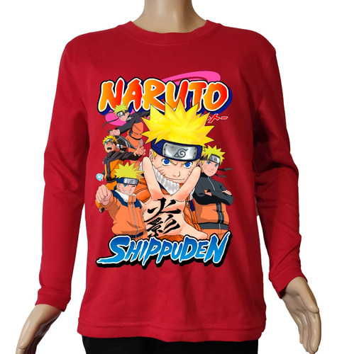 Camiseta Remera Manga Larga Naruto Shippuden Para Niño