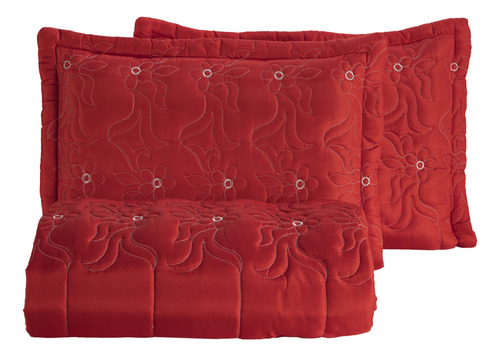 Cama Viuva Diva Casal 3 Peças Bordada Box Toque Macio Cor Vermelho