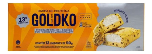 Barra De Proteína Chocolate Branco E Cookiesgoldko 50g 12 U