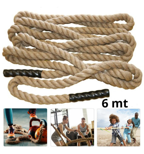 6 Metro Cuerda Gruesa Crossfit Battling Ropes 1.9in Gimnasio Color Beige