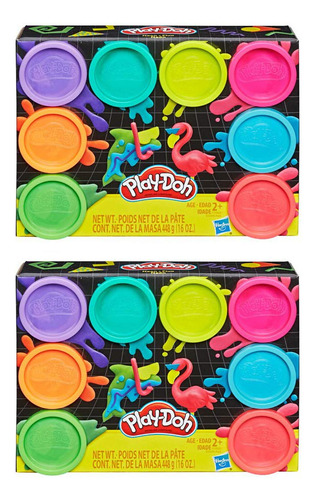 Pd Play Doh 8 Unidades: 2  S Compuesto Neon.