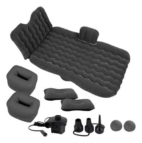 Colchón Inflable Para Auto Inflador 12v Y 2 Almohadas Cómodo
